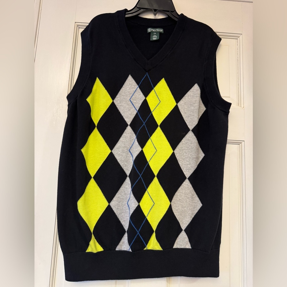 Pro Tour Argyle Sweater Vest with Vibrant Colors